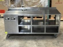 Atlas Metal 78"W x 37"D x 36"H All Stainless Steel Enclosed Cabinet Double Undershelf Work Table ...