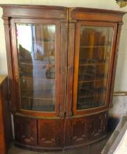 2 ANTIQUE VICTORIAN CURVED CABINETS PIECES - PICK UP ONLY