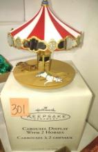 HALLMARK KEEPSAKE CAROUSEL DISPAY with 2 HORSES IN BOX - PICK UP ONLY
