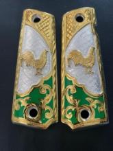 Custom 1911 Grips - Gold Plated - Rooster