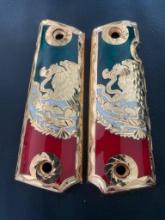 Custom 1911 Grips - Gold Plated - Mexican Eagle