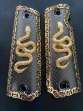Custom 1911 Grips - Gold Plated - Gucci Snake