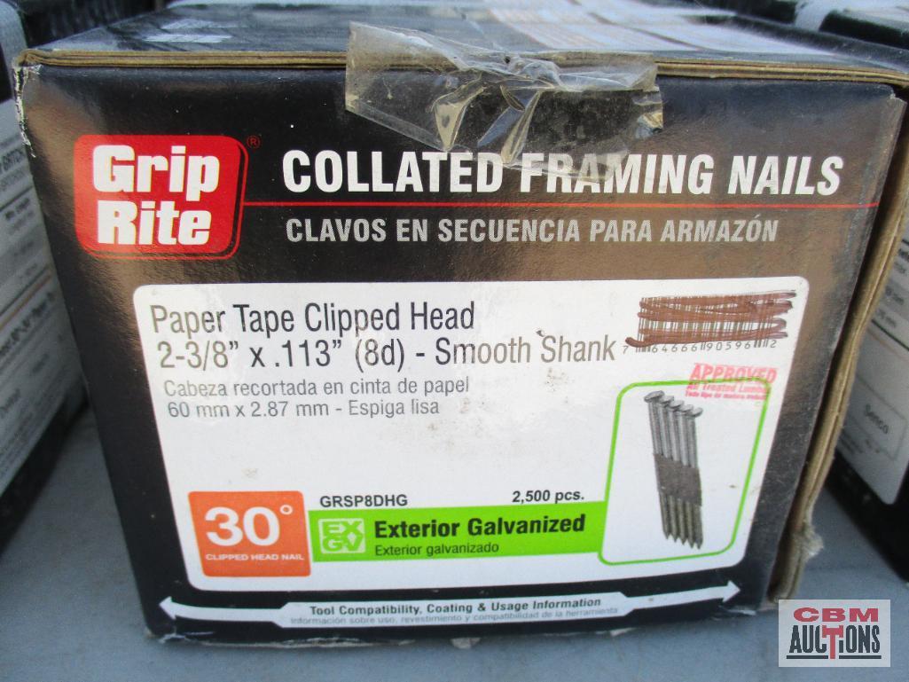 Grip Rite GRSP8DRHG Collated Framing nails, Paper Tape Clipped Head, 2-3/8" x .113" 8D Smooth Shank