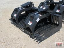 Stout Skid Steer Rock/Brush Grapple HD72-3-Open High Strength Steel 3/8" 3045 PSI Hydraulic Lines