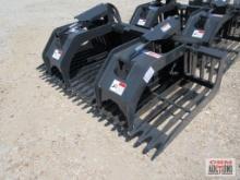 Stout Skid Steer Rock/Brush Grapple HD72-3-Open High Strength Steel 3/8" 3045 PSI Hydraulic Lines