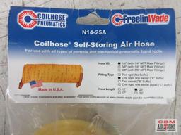 Coilhose Pneumatics N14-25A 1/4" x 25' Self-Storing Air Hose w/ 1/4"NPT Male Fittings