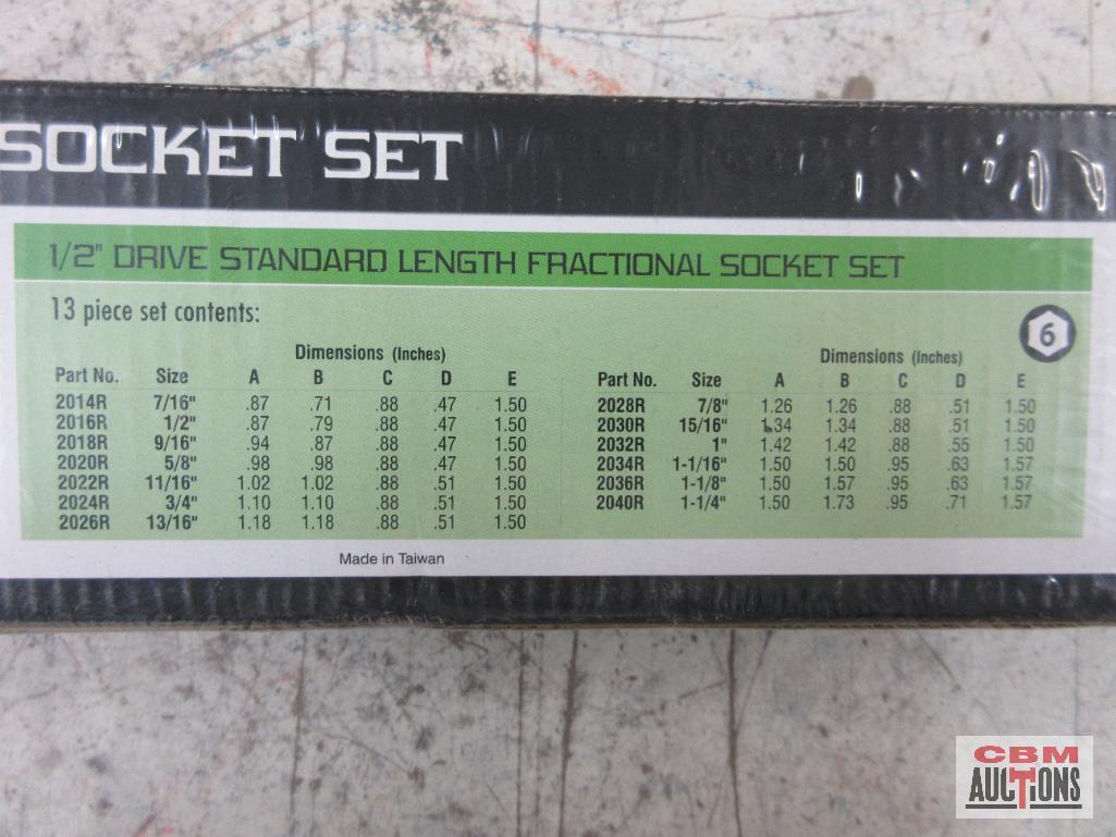 Grey Pneumatic 1312 13pc 1/2" Drive Standard Length Socket Set (7/16" to 13/16") w/ Molded Storage