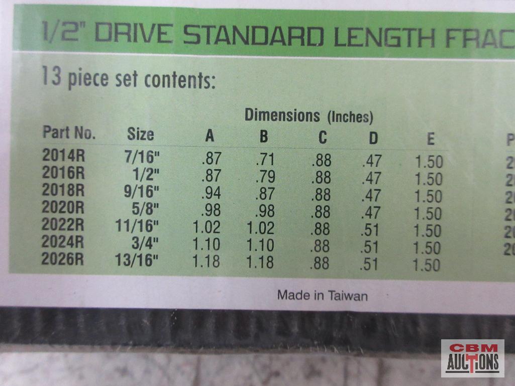 Grey Pneumatic 1312 13pc 1/2" Drive Standard Length Socket Set (7/16" to 13/16") w/ Molded Storage