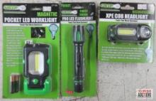 Grip 37258 Rechargeable XPE Cob Headlight, 235 Lumens Grip 37159 Twist Focus PRO LED Flashlight, 400