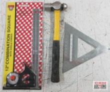 Ball Peen Hammer 12" Combination Square w/ Angle Finder Quick Square
