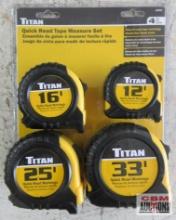 Titan 10902 4pc Quick Read Tape Measure Set 12', 16', 25' & 33'