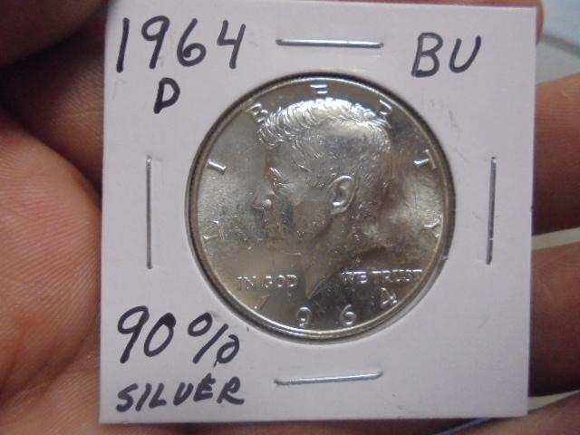 1964 D Mint Silver Kennedy Half Dollar