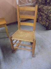 Antique Ladder Back Cane Seat Rocking Chair