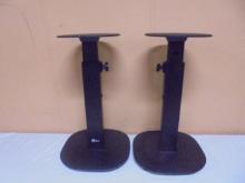 Set of Heavy Duty Wali Adjustable Height Steel Speaker Stands