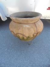 Large Pottery Flower Pot in Iron Stand