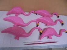 Group of 6 Pink Flamingoes w/ Metal Legs