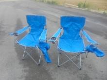 2 Blue Quad Camping Chairs w/ Carry Bags