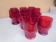 10pc Set of Vintage Ruby Red Viking Georgian Honeycomb Tumblers