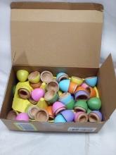 Wooden Colored Eggs & Carton Set.