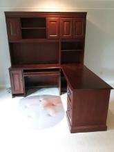 Beautiful 5pc L Shaped Executive Office Desk w/ Hutch Top & 2 Drawer File Cabinet