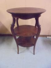Antique Solid Wood 3 Tier Side Table
