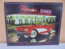 Metal Rosie's Diner Corvette Sign