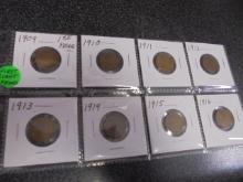 First Eight Years Lincoln Wheat Cents