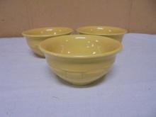 Set of 3 Longaberger Pottery Woven Traditions Butternut Yellow Desert Bowls