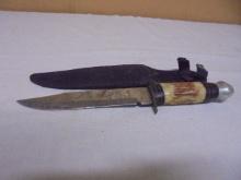 Tamahawk Brand Bone Handled Hunting Knife w/ Leather Sheaf