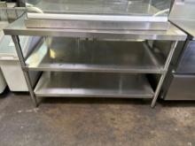 56.5 in. x 34 in. All Stainless Steel Table with 2 Undershelves and 4.5 in. x 36 in. Cutout