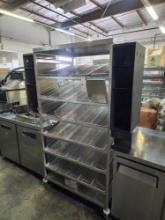 SPG 36 in. x 29 in. Stainless Steel 6 Slanted Shelf Donut/Bagel Service Rack on Casters