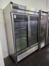 True Stainless Steel 2 Glass Door Refrigerator