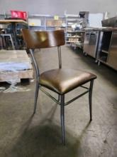 Metal Frame with Wood Back and Copper Upholstered Seat Chairs