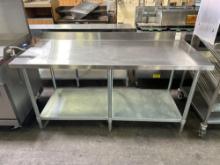 72 in. x 30 in. Stainless Steel Top Table with Can Opener and 4 in. Backsplash