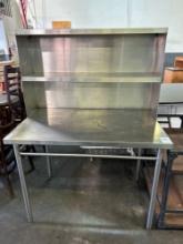 48 in. x 30 in. Open Base Stainless Steel Table with Enclosed Double Overshelf