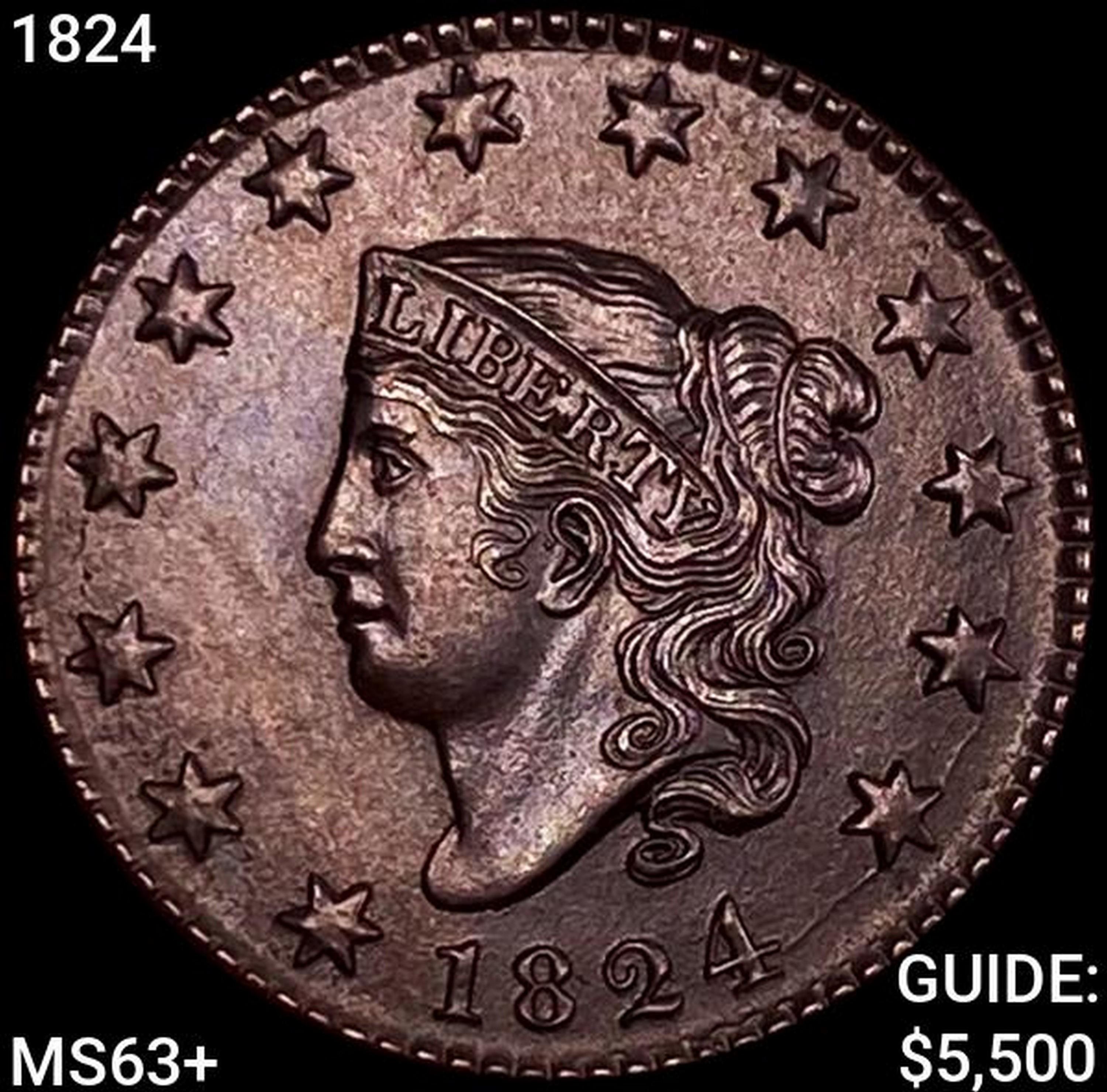 1824 Coronet Head Cent CHOICE BU+