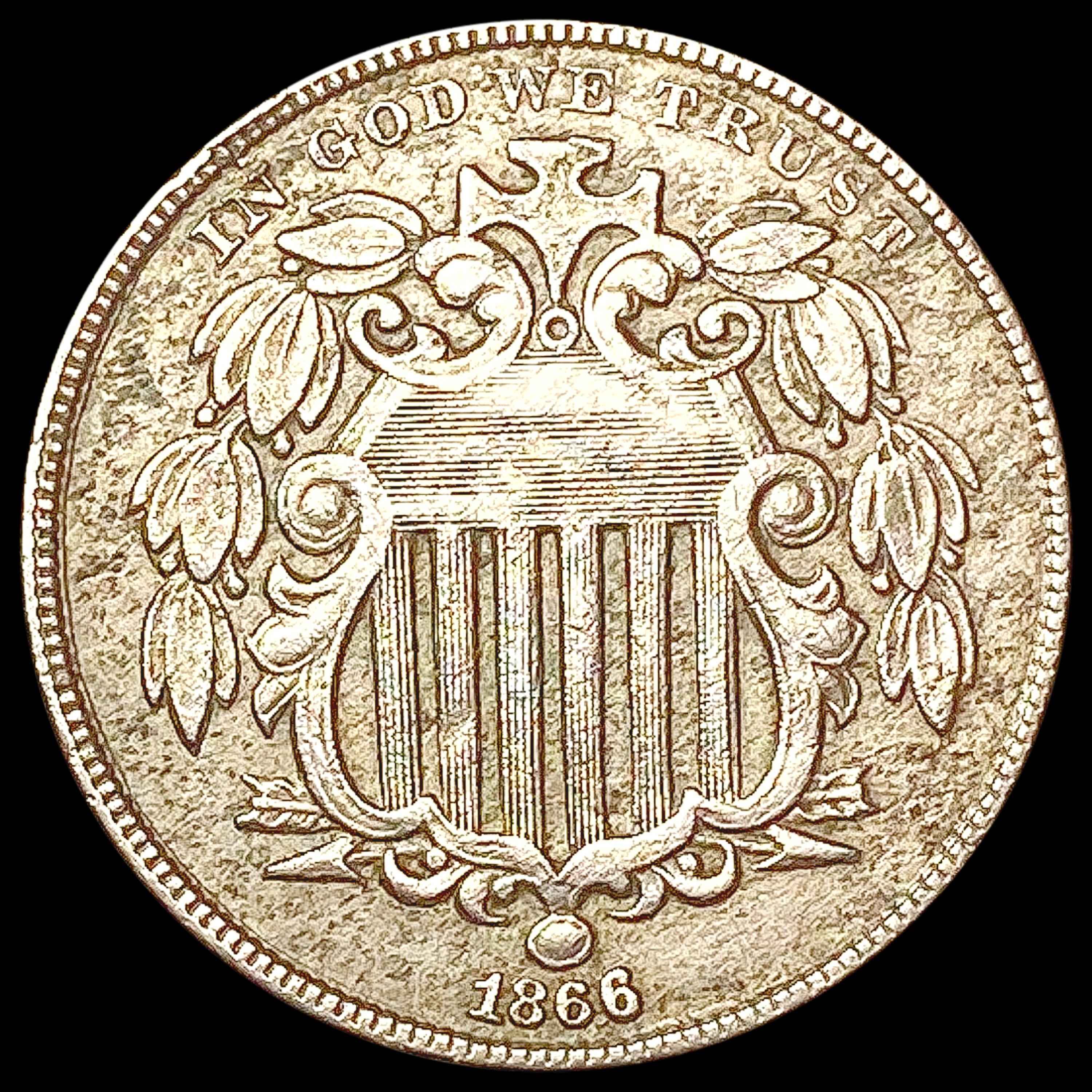 1866 Shield Nickel NEARLY UNCIRCULATED