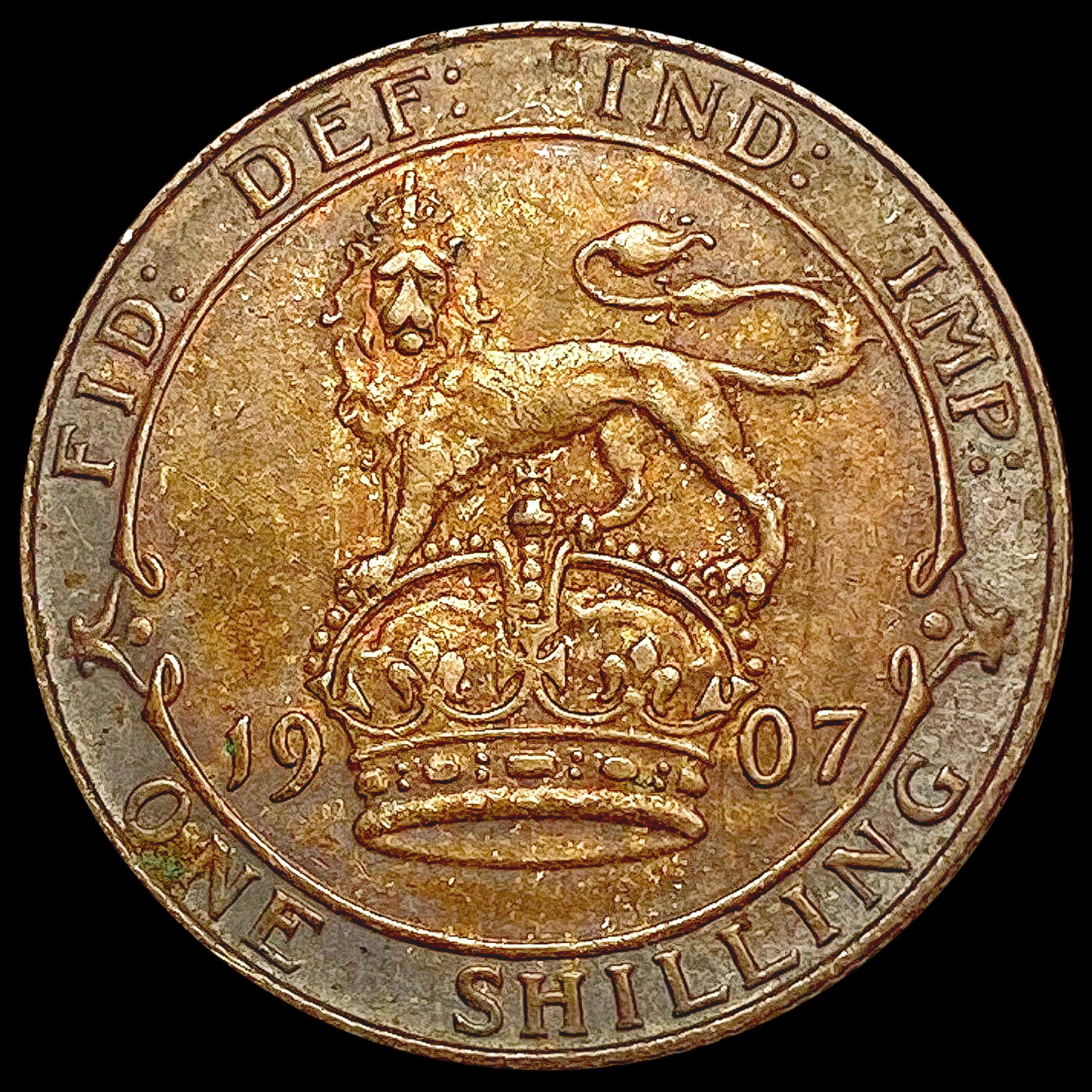 1907 G. Britain Silver Shilling CHOICE AU