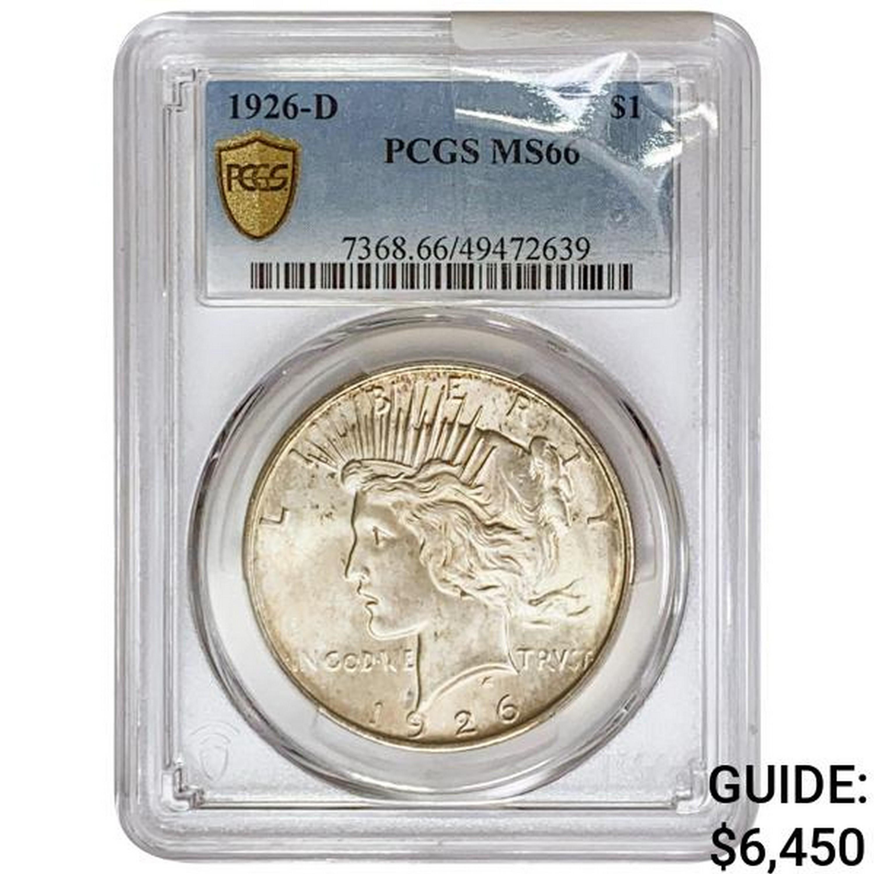 1926-D Silver Peace Dollar PCGS MS66