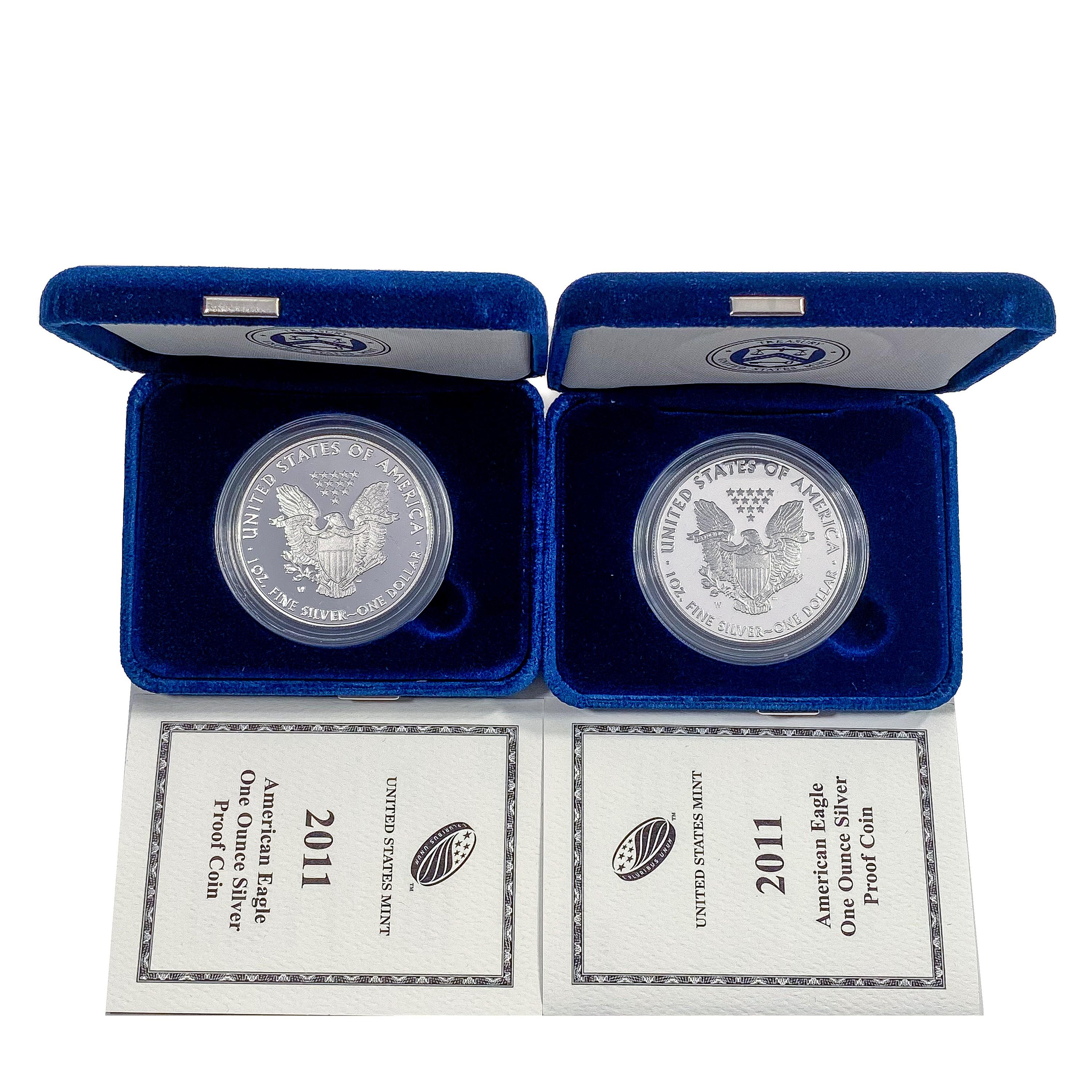 2011 US 1oz Silver Eagle Proof Coins [2 Coins]