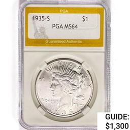 1935-S Silver Peace Dollar PGA MS64