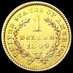 1849 Clsd Wreath Rare Gold Dollar CHOICE AU