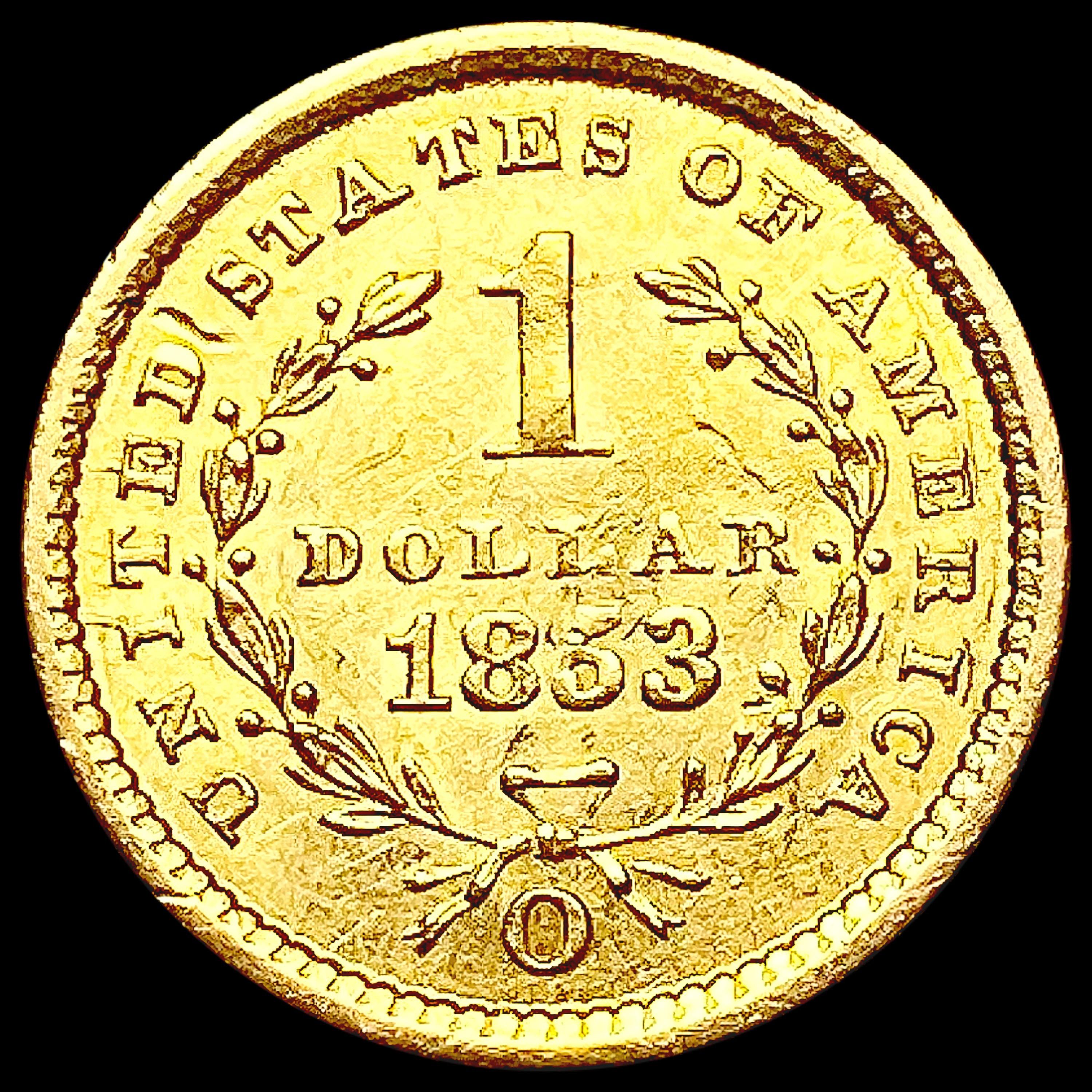 1853-O Rare Gold Dollar CHOICE AU