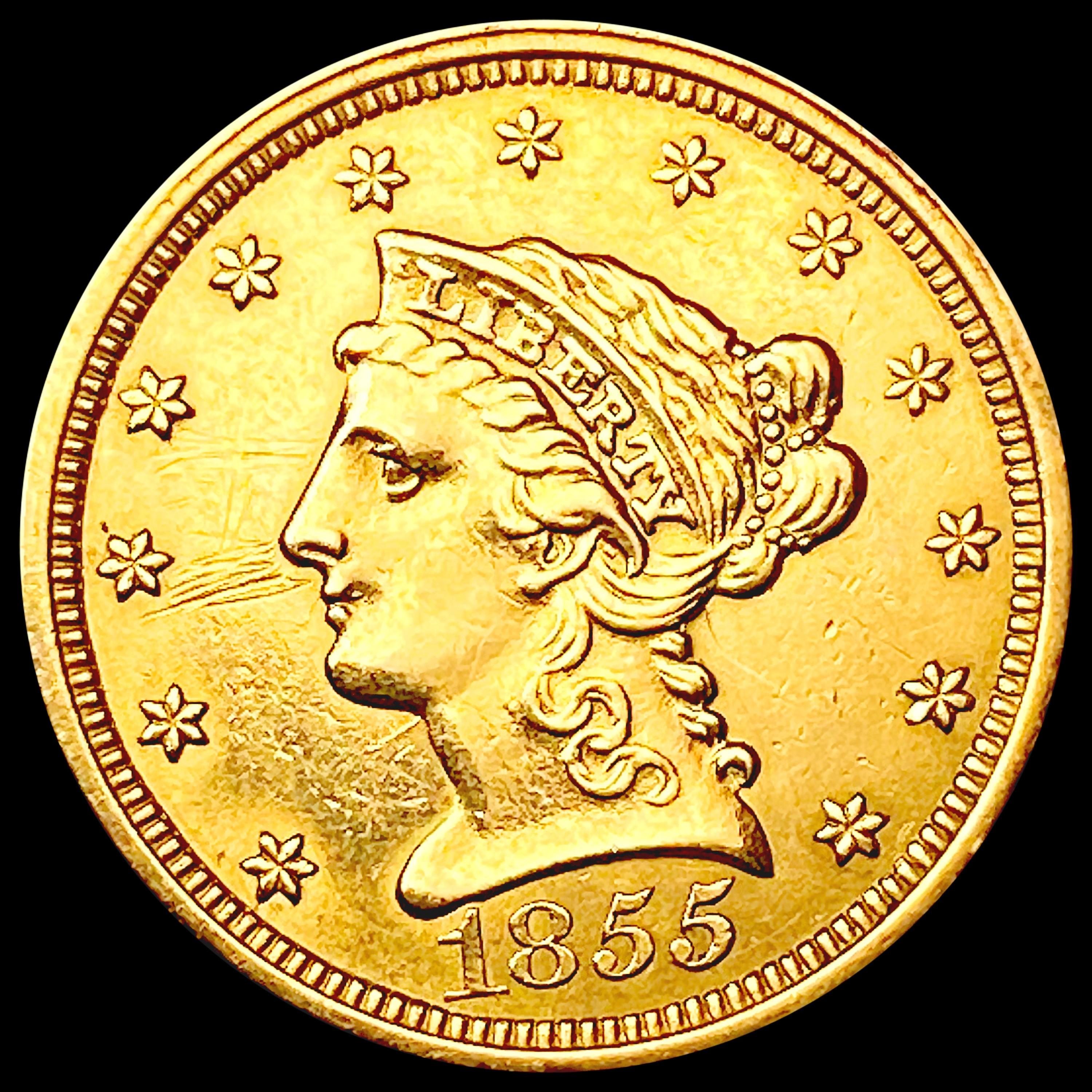 1855 $2.50 Gold Quarter Eagle CLOSELY UNCIRCULATED