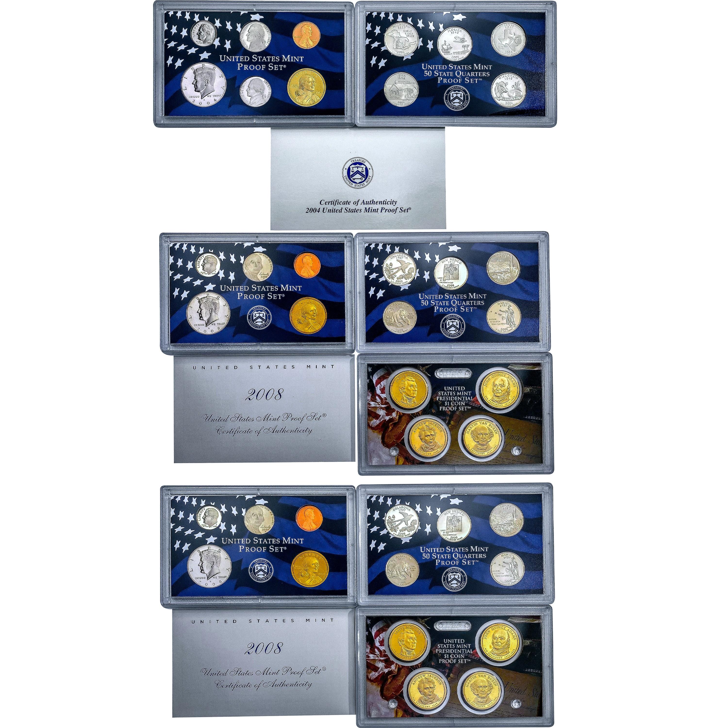 2000-2008 Clad US Proof Sets [122 Coins]