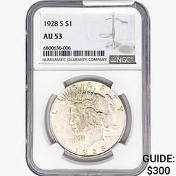 1928-S Silver Peace Dollar NGC AU53