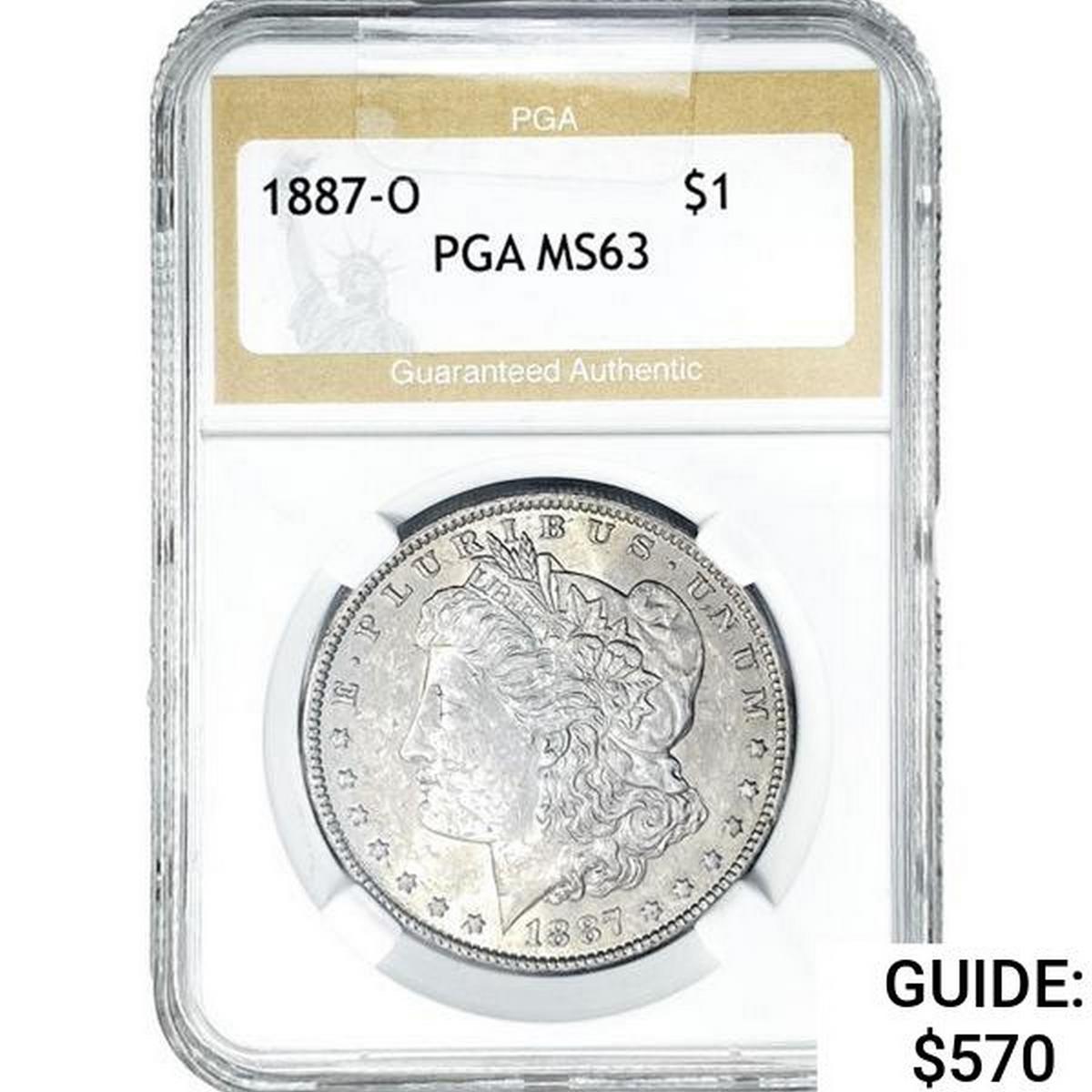 1887-O Morgan Silver Dollar PGA MS63