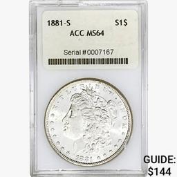 1881-S Morgan Silver Dollar ACC MS64