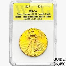 1927 $20 Gold Double Eagle WCG MS66
