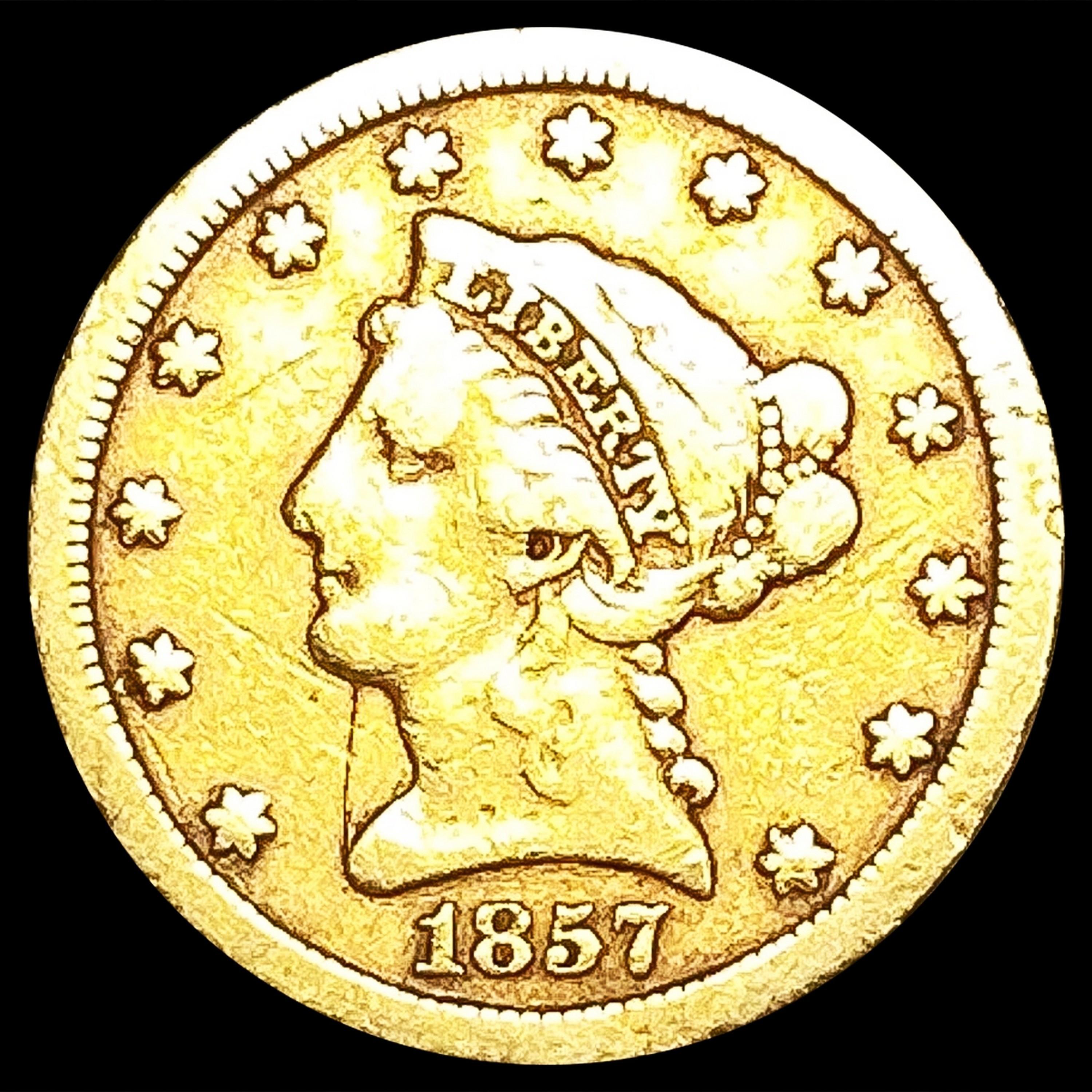 1857-S $2.50 Gold Quarter Eagle NICELY CIRCULATED